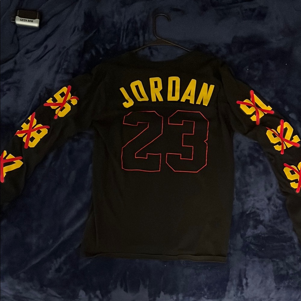 Jordan Black Shirt with Red and Yellow Graphics